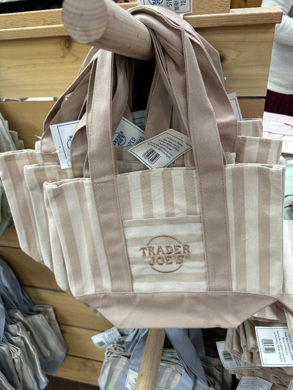 *NWT* - 2026 Summer - Trader Joe's Striped Mini Tote Bag - Beige